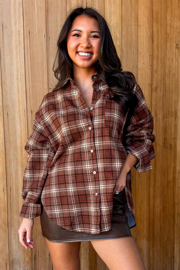 Autumn Hues Plaid Button Down Top