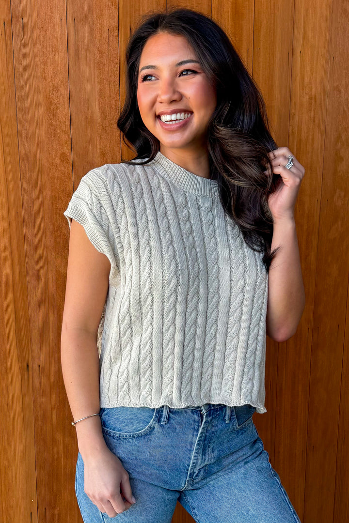 Just Because Sweater Top -Oatmeal