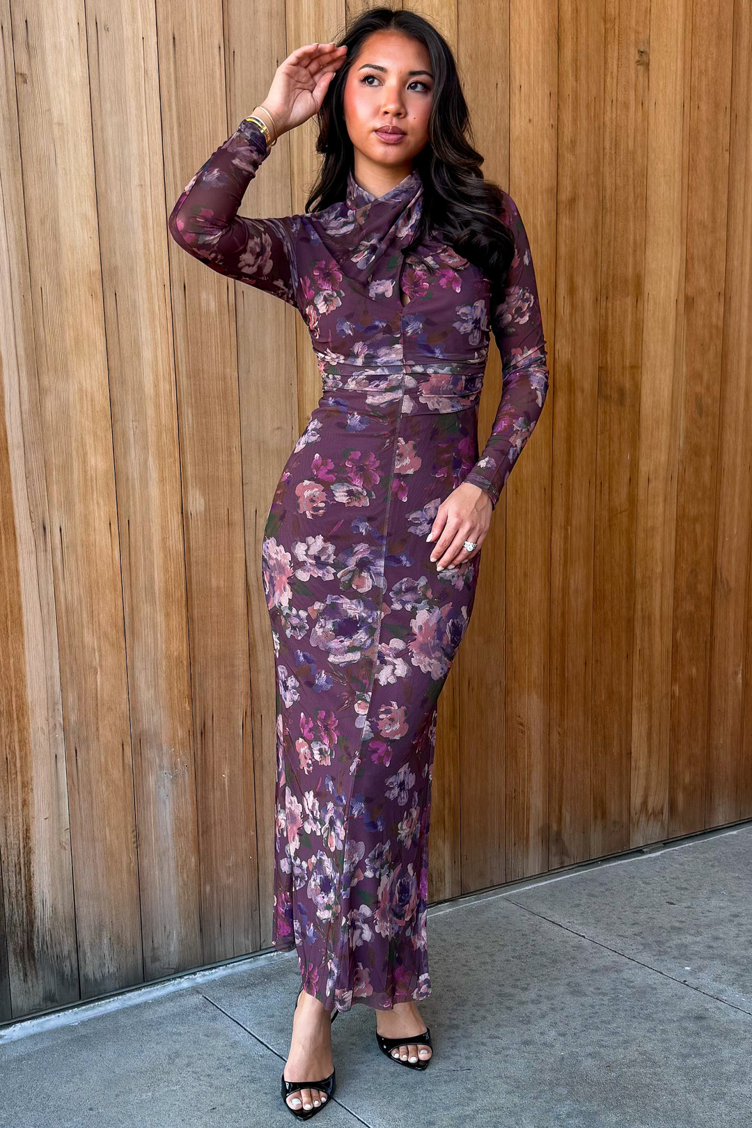 In your Dreams Mauve Floral Dress
