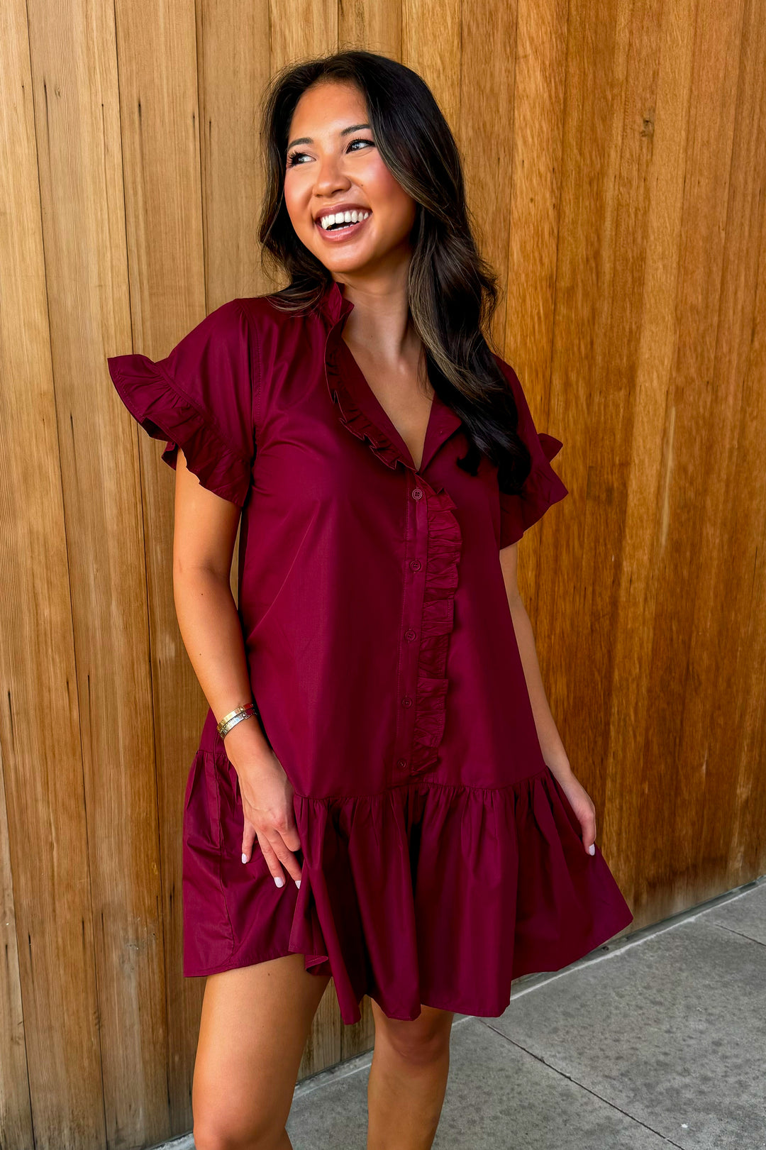 Moments in Between Dress - Burgundy
