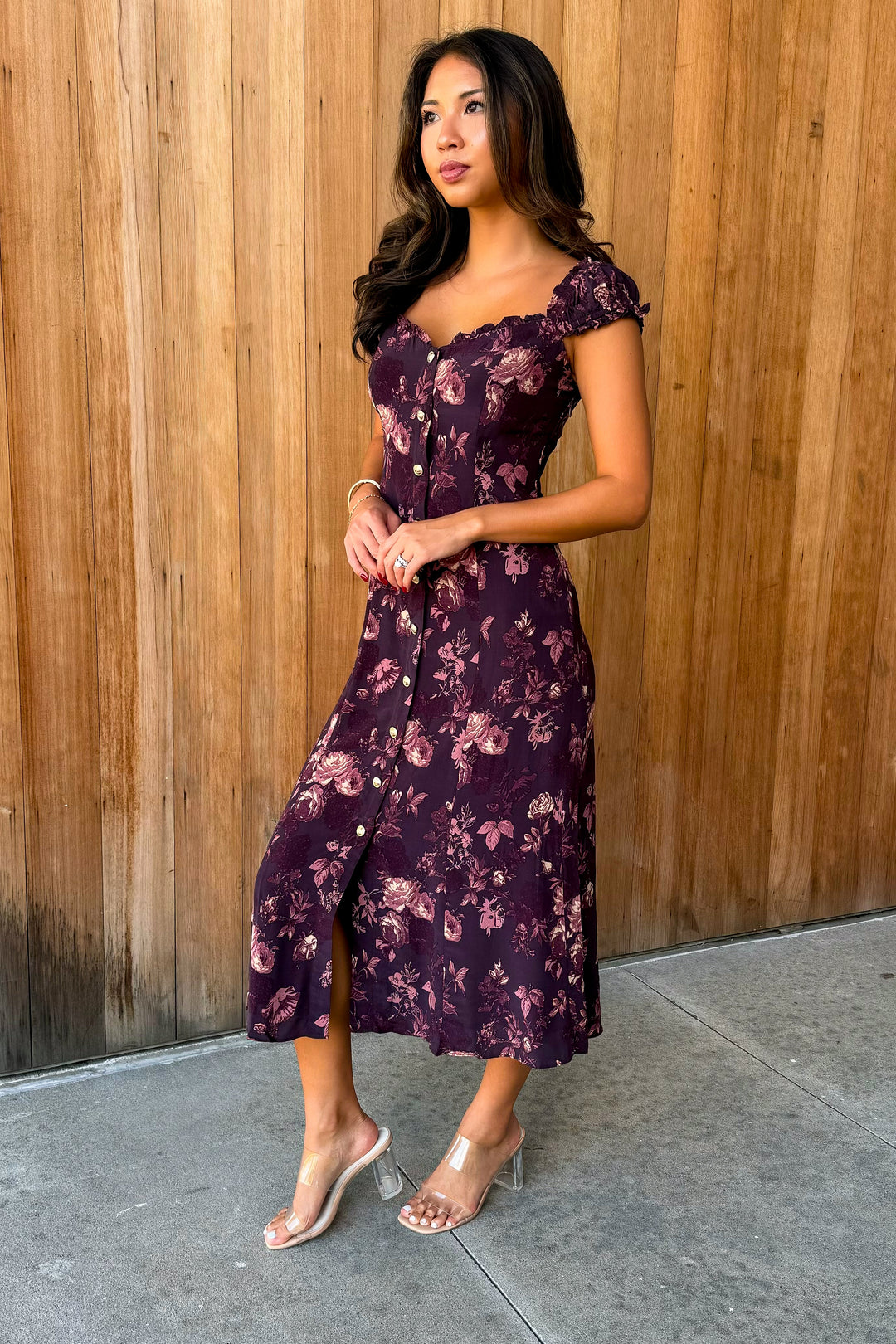 Fall in Love Brown Floral Dress