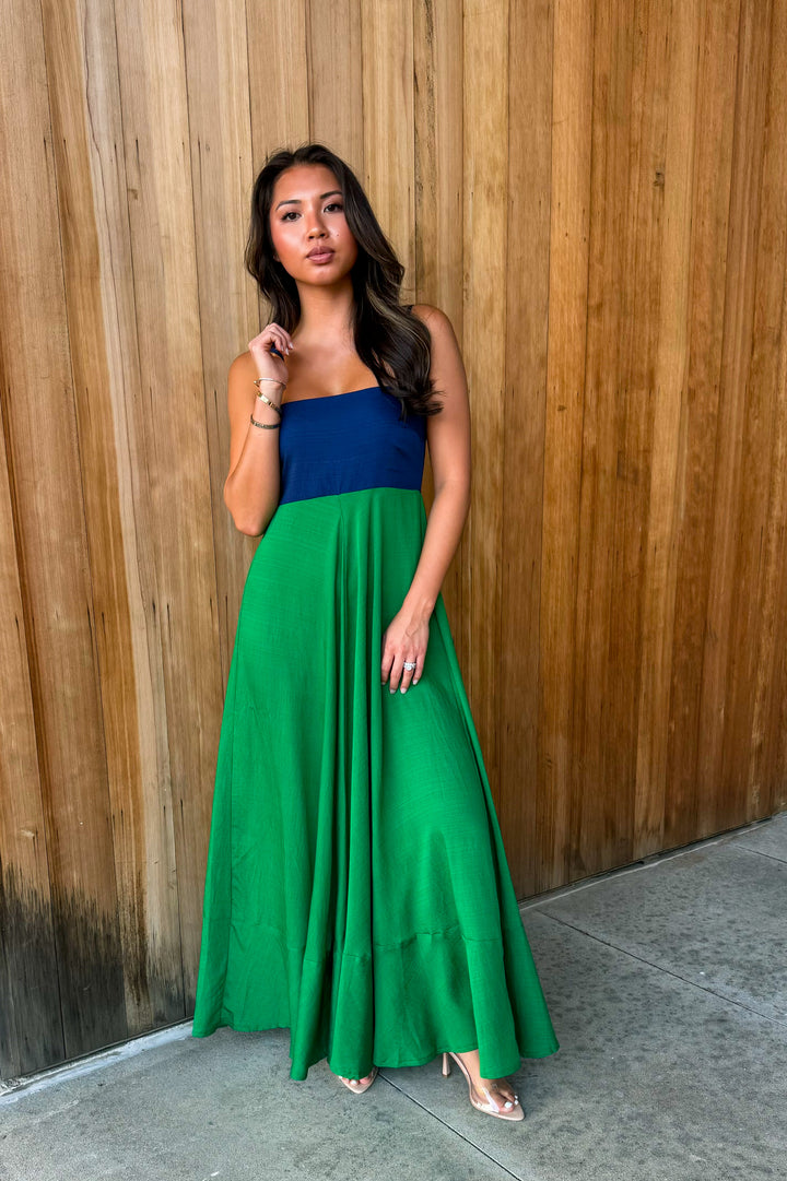 Like a Dream Navy Green Maxi Dress