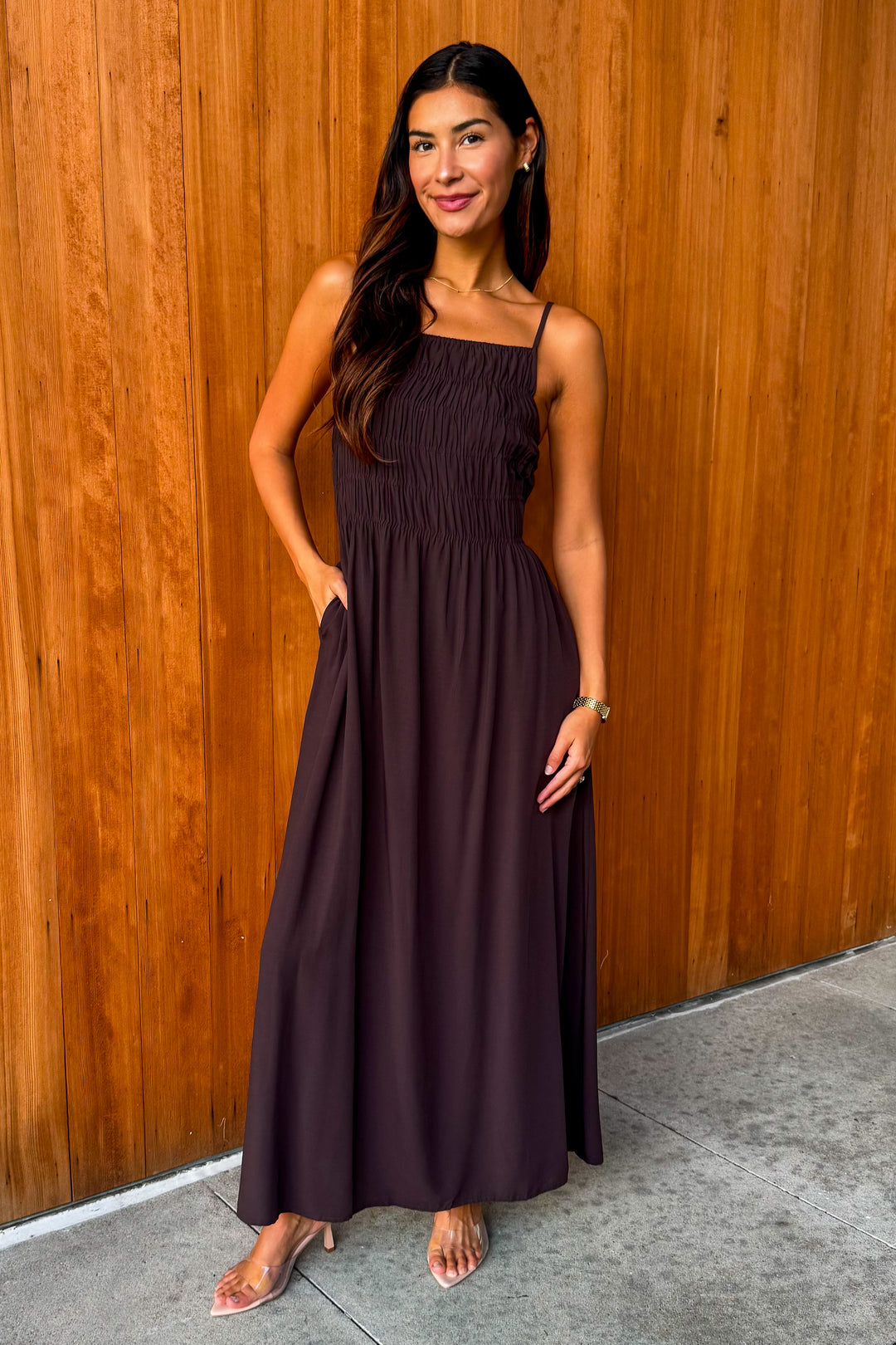 In the Groove Maxi Dress - Brown