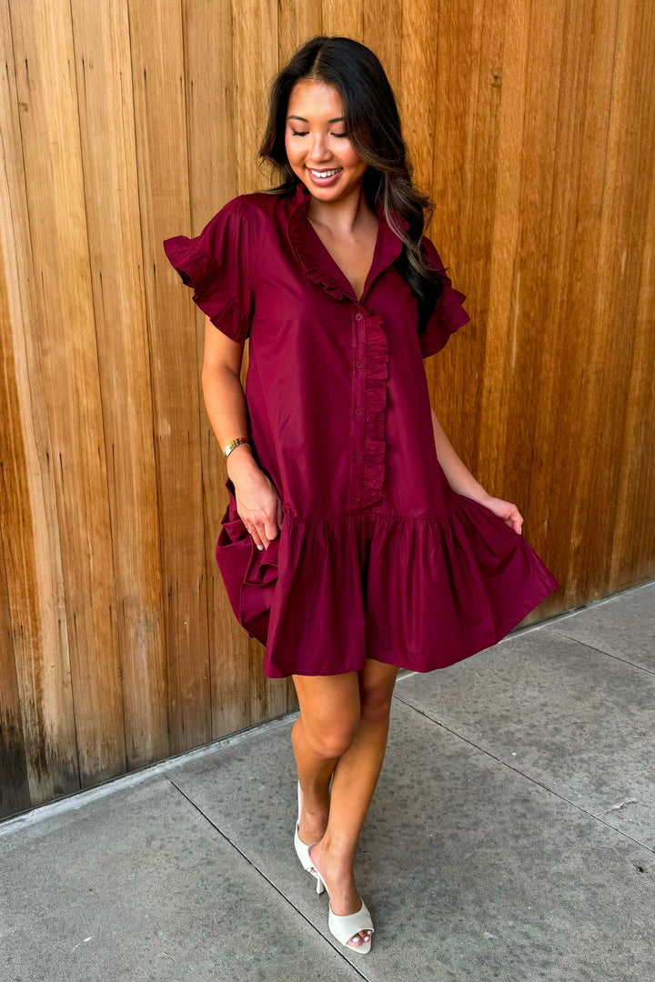 Moments in Between Dress - Burgundy