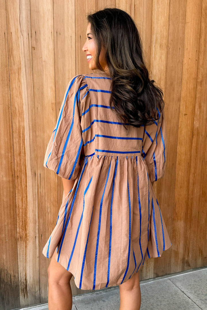 Sunny Day Mocha Stripe Dress