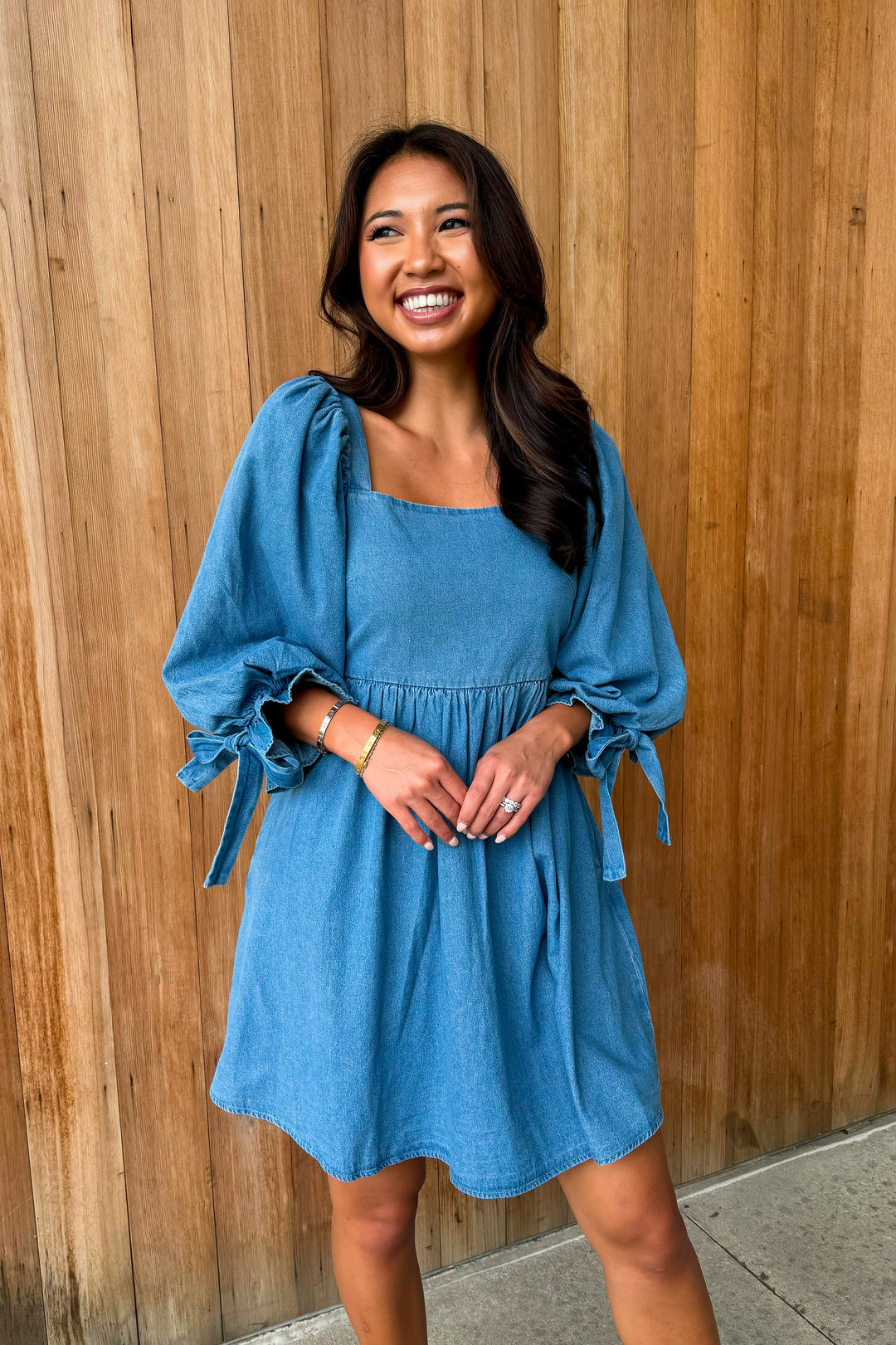 Just Having Fun Light Wash Denim Dress