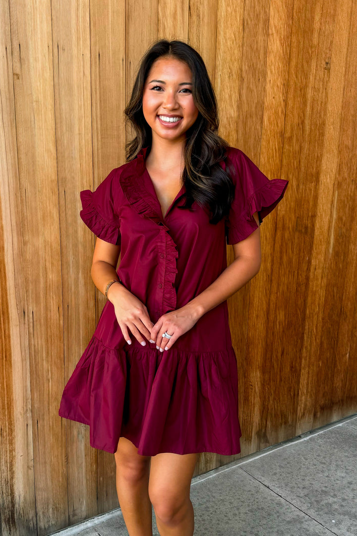 Moments in Between Dress - Burgundy