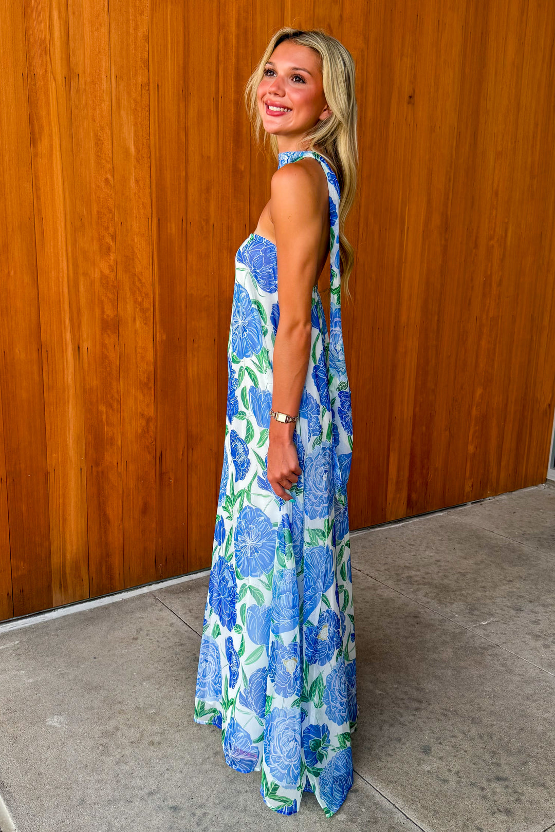 Bright Blooms Maxi Dress- Blue