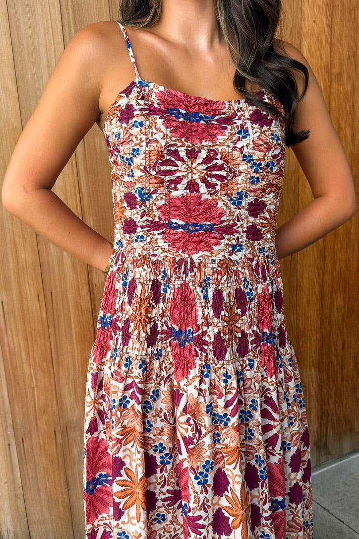 Call you Mine Cream Rust Floral Maxi Dress