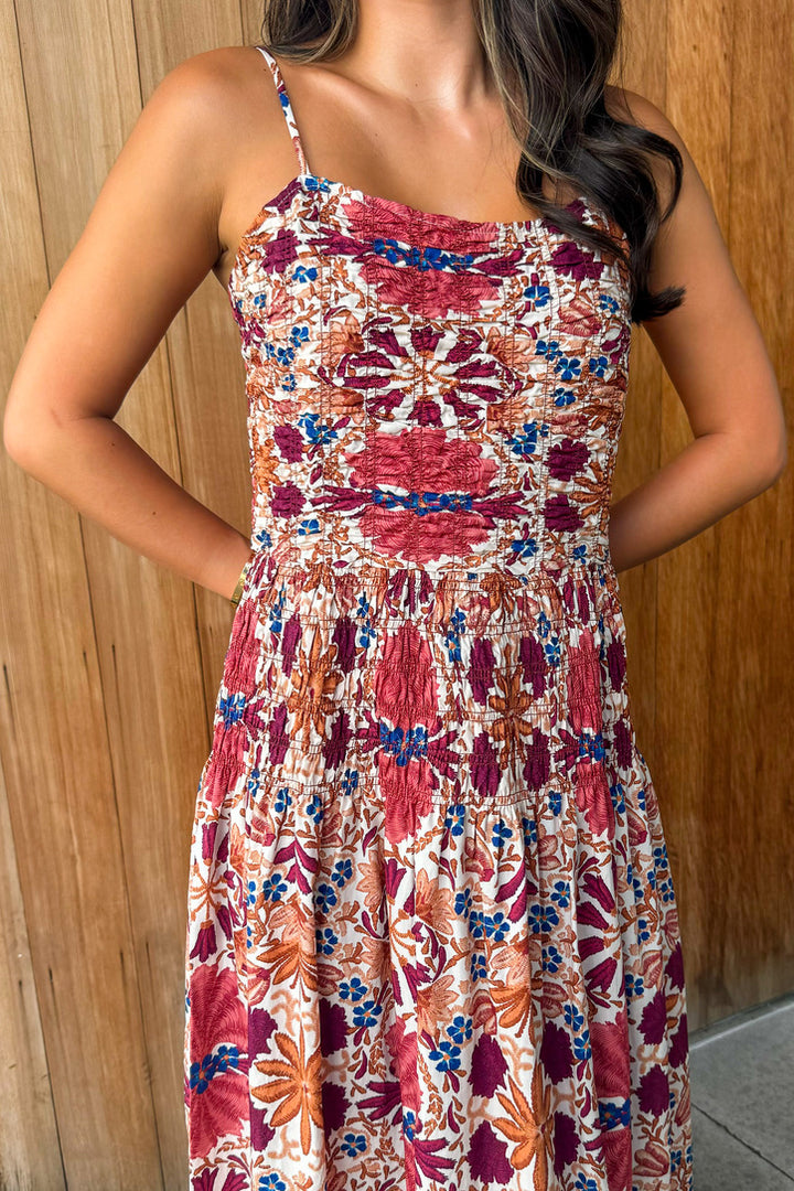 Call you Mine Cream Rust Floral Maxi Dress