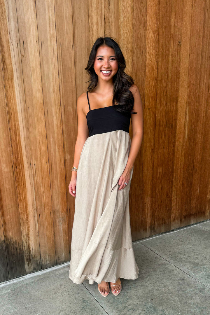 Like a Dream Black Khaki Maxi Dress