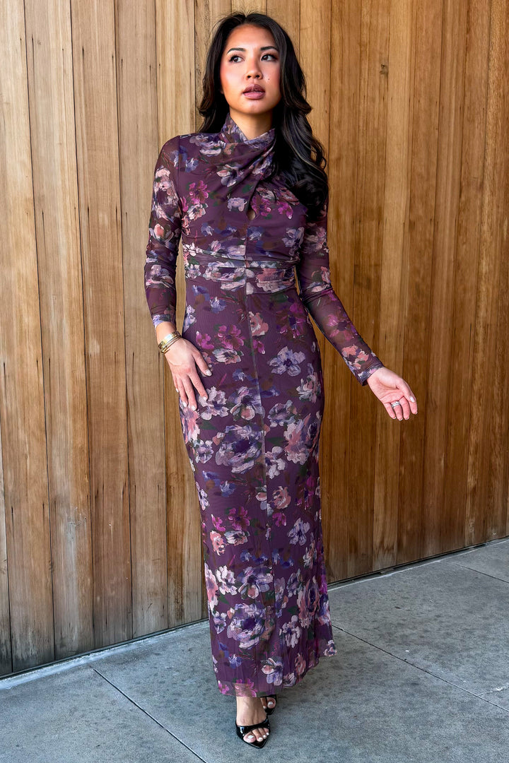 In your Dreams Mauve Floral Dress