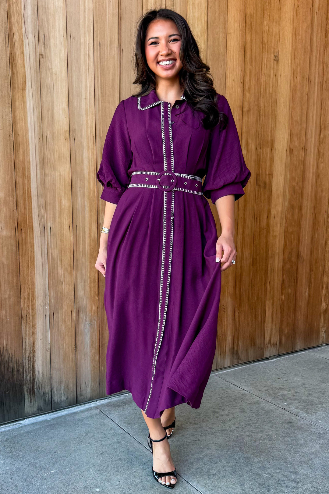 As You Are Collared Dress -Plum