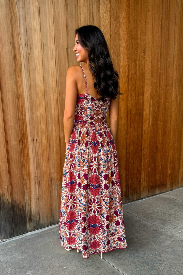 Call you Mine Cream Rust Floral Maxi Dress