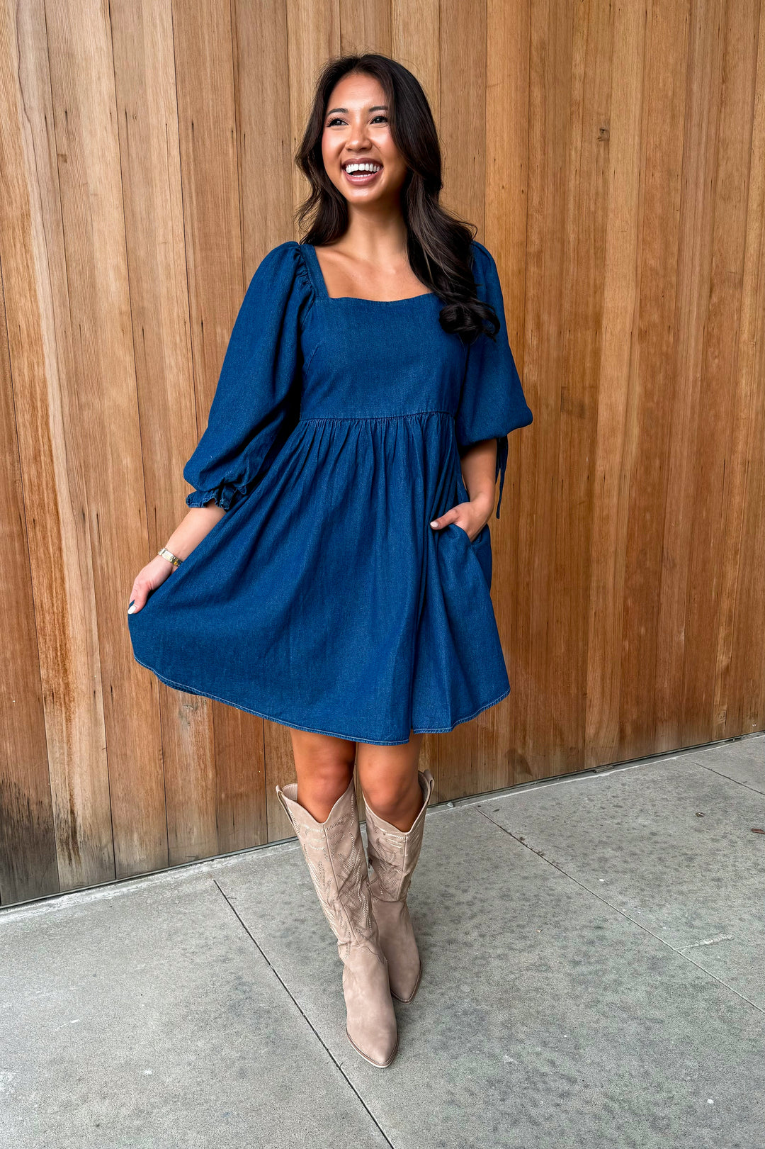 Just Having Fun Dark Wash Denim Dress