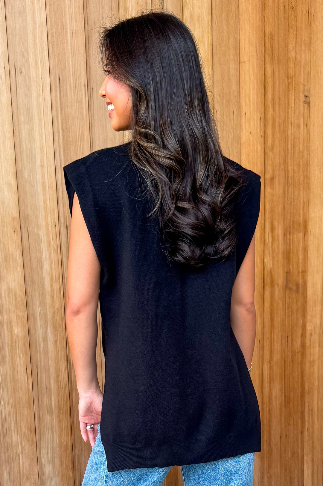 Clear Mind Mock Neck Sweater Top - Black