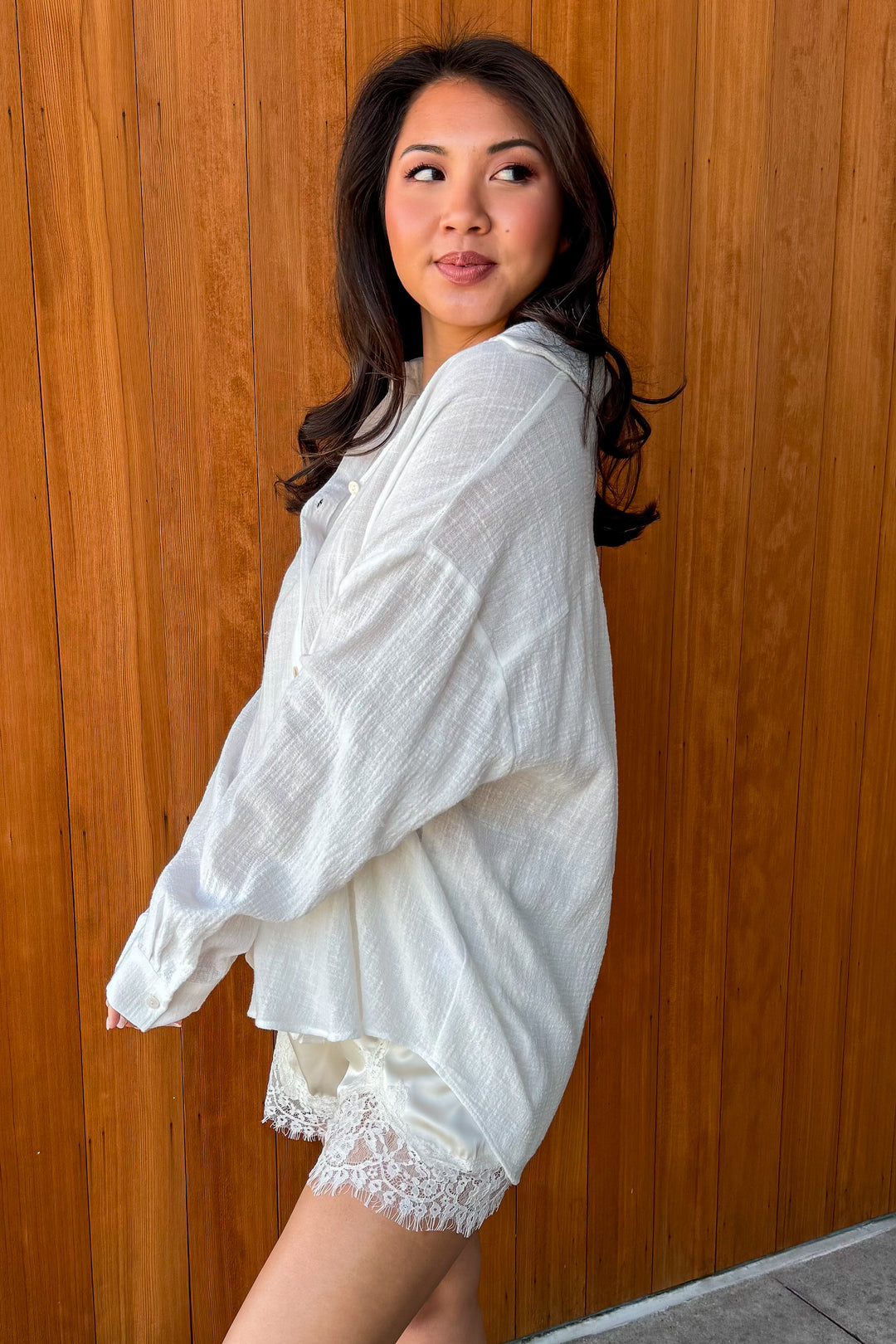 A Good Thing Collared Top- Off White