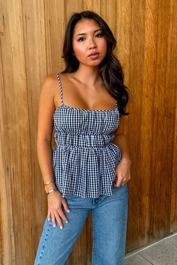 Better Together Black Checkered Top