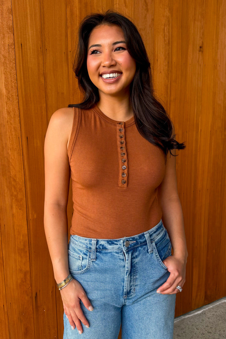 Low Key Knit Tank - Camel