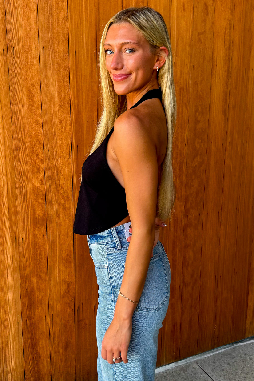 High Rotation Halter Top- Black