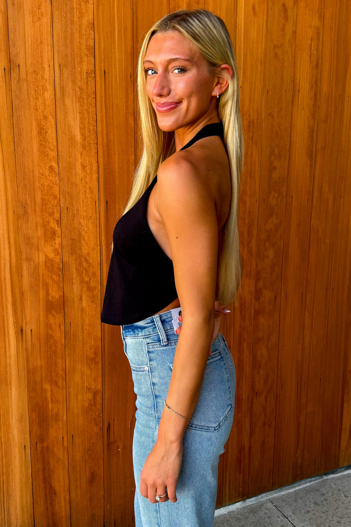 High Rotation Halter Top- Black