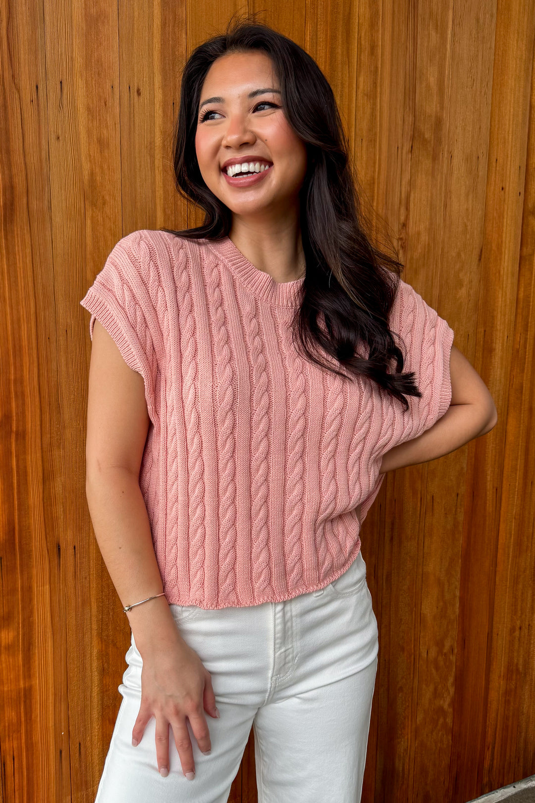 Just Because Sweater Top -Salmon