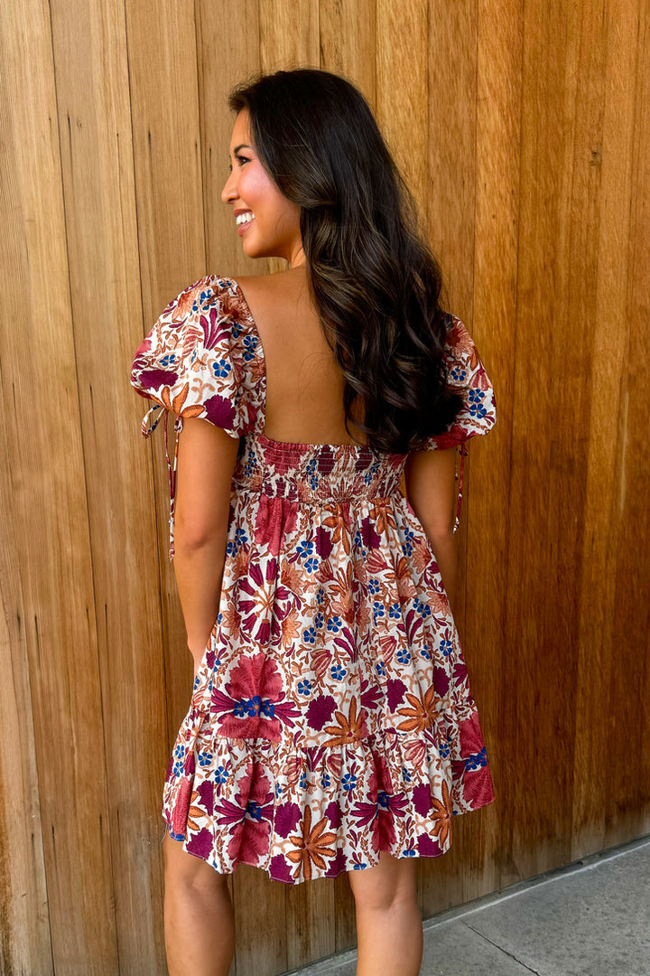 What a Dream Cream Rust Floral Babydoll Dress