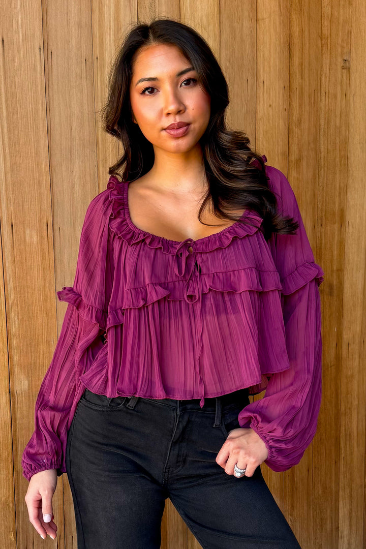 Only Love Sheer Top - Dark Rose