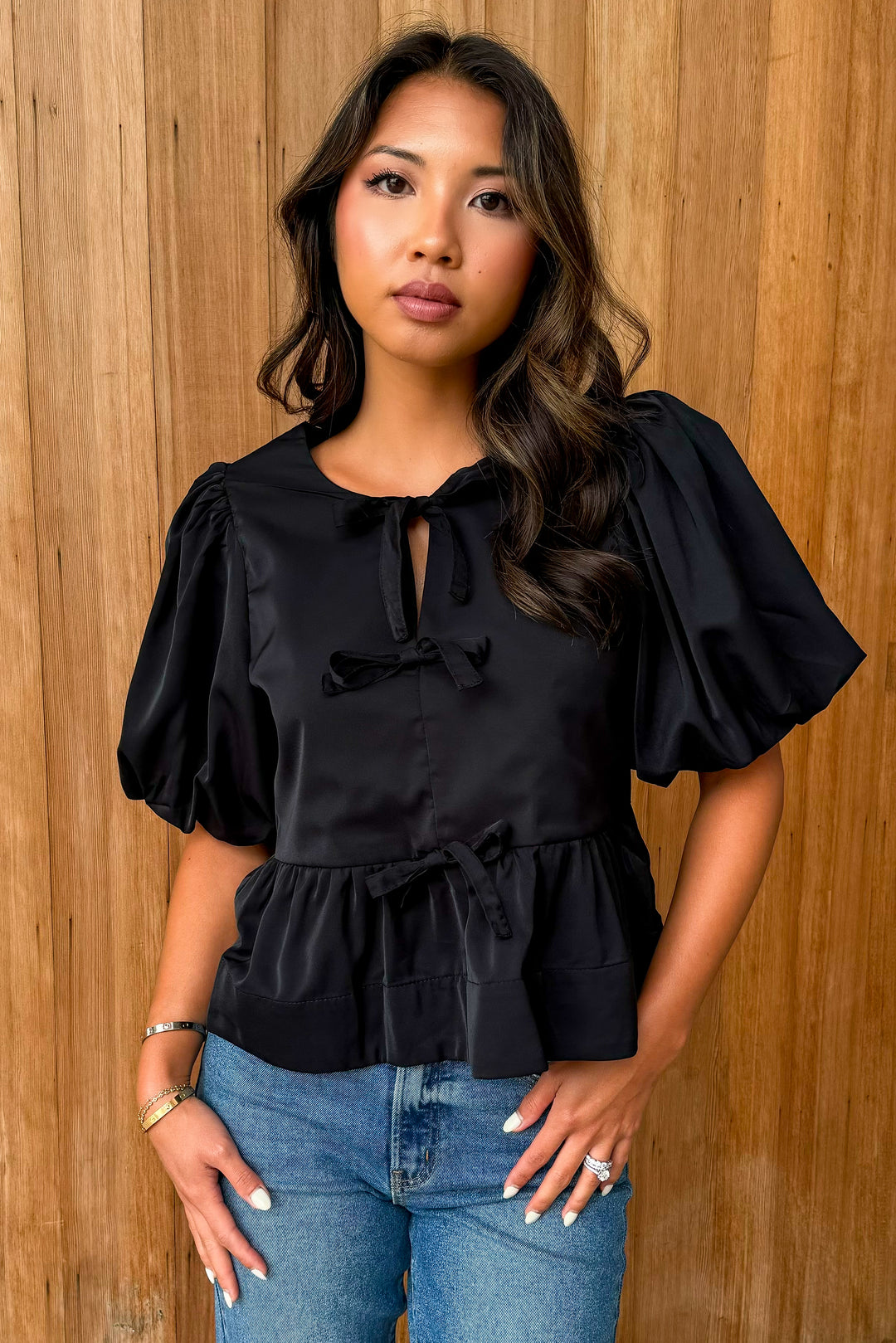 Adore you Black Bow Top