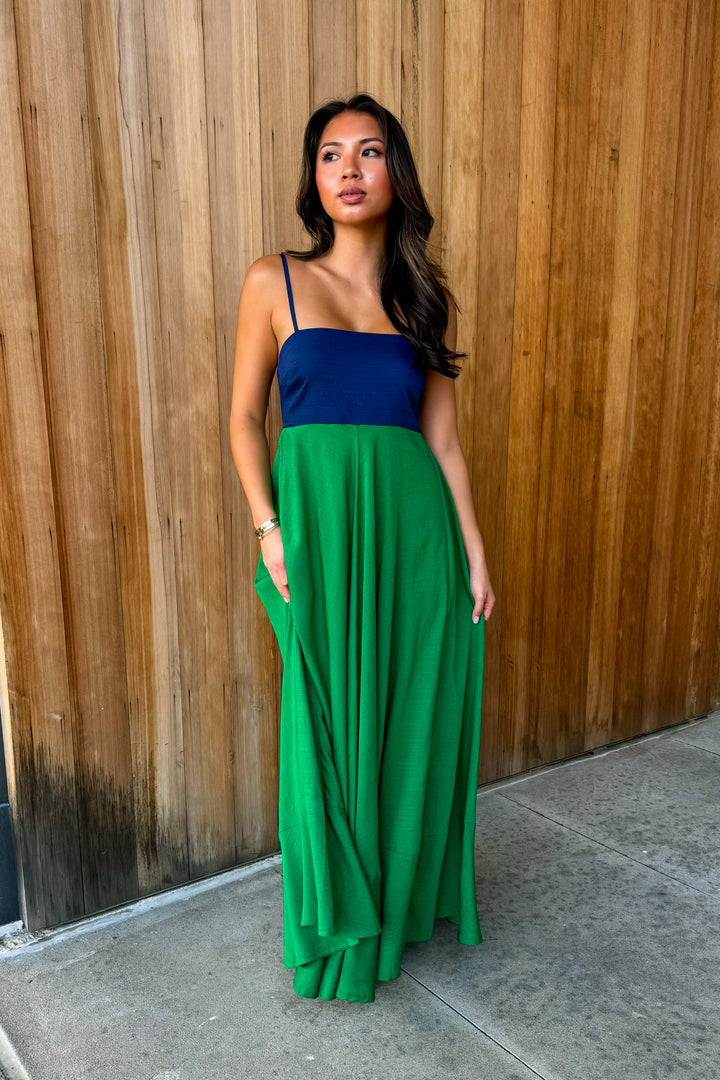 Like a Dream Navy Green Maxi Dress