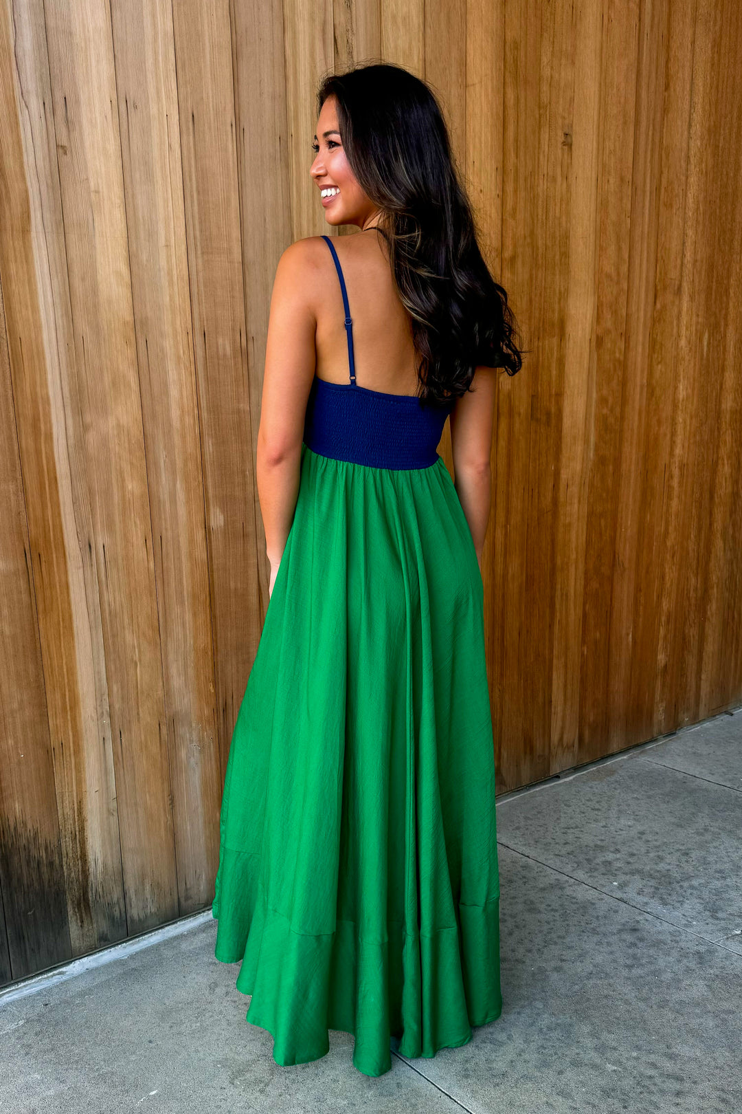 Like a Dream Navy Green Maxi Dress