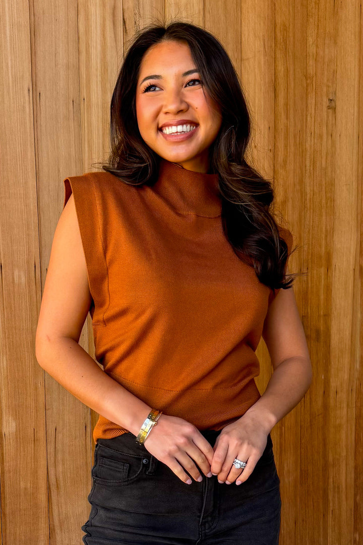 Anywhere With You Mock Neck Top - Camel