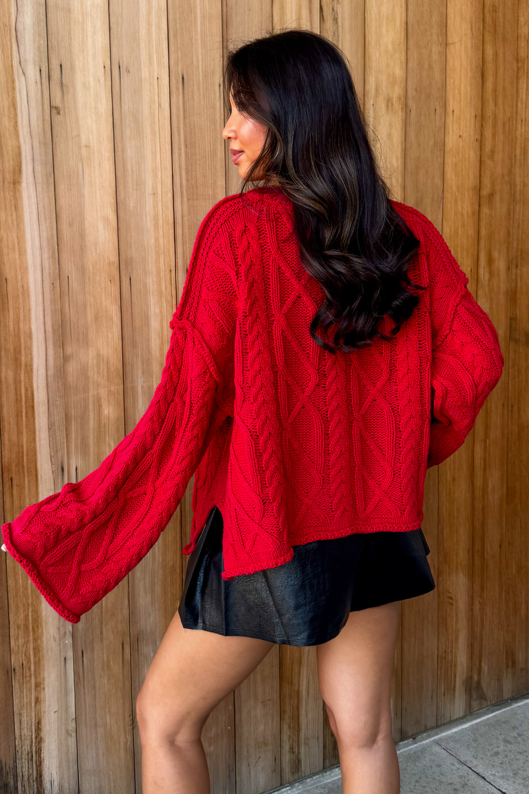 Rumor has It Cable knit Sweater - Red