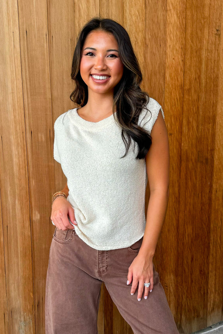 One More Thing Knit Top - Natural