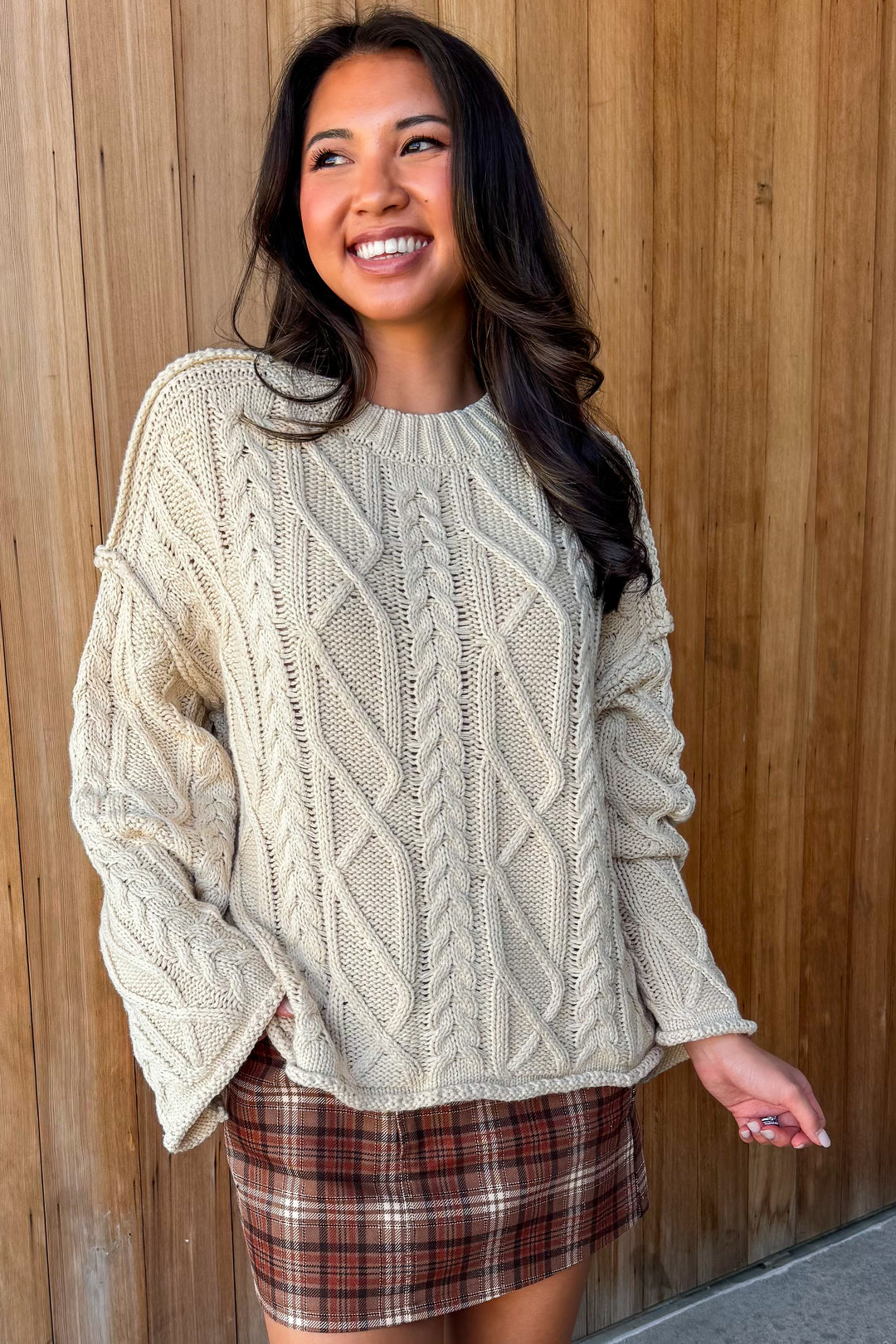 Rumor has It Cable knit Sweater -Cream