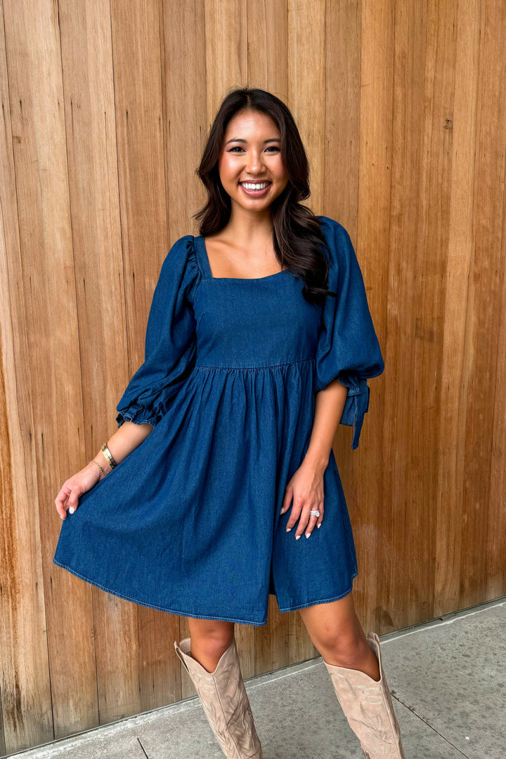 Just Having Fun Dark Wash Denim Dress