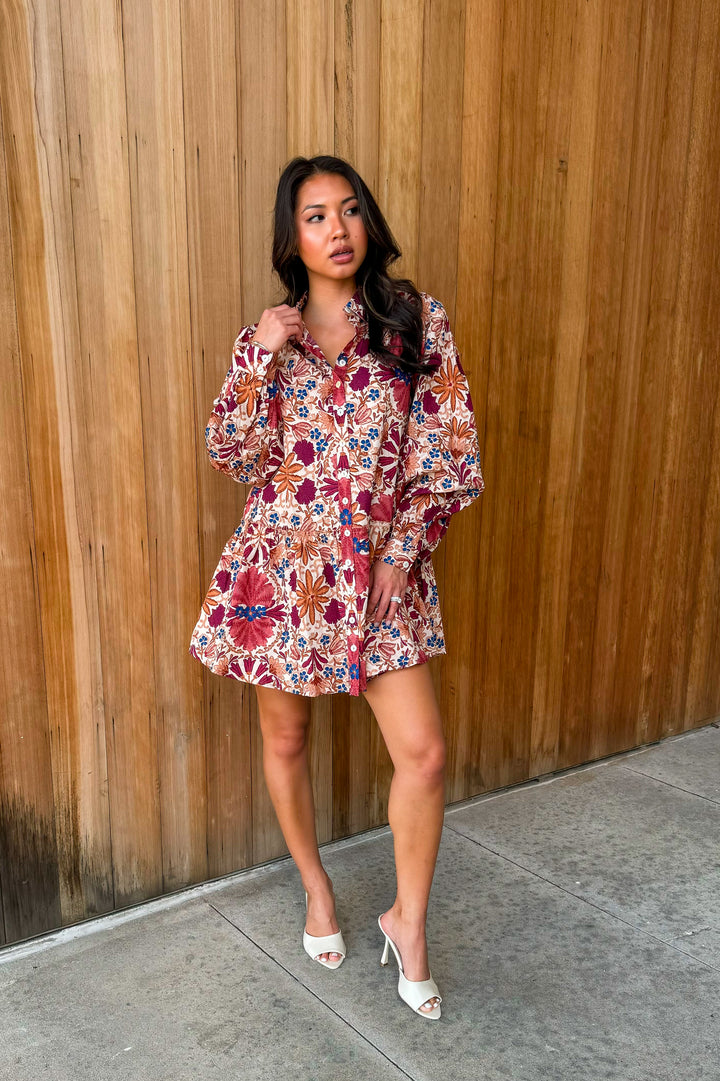 A Change of Seasons Long Sleeve Floral Mini Dress