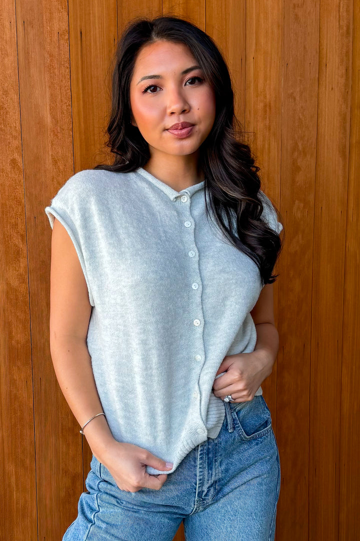 Piper Vest Cardigan-Light Grey