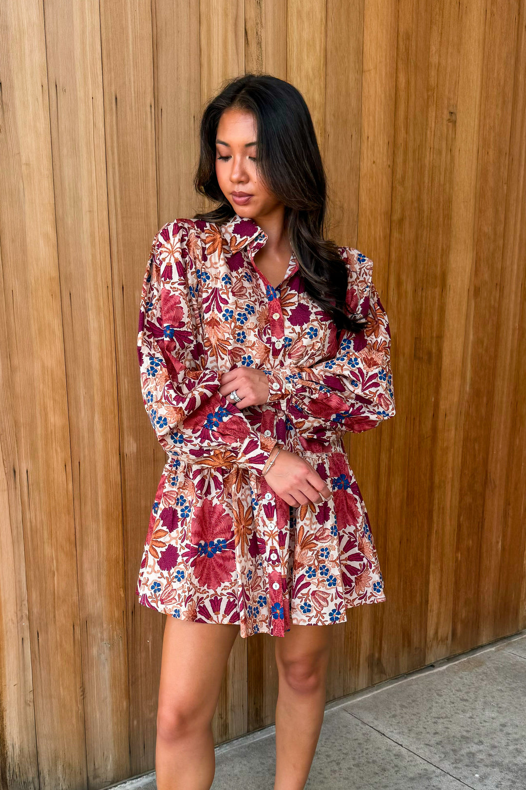 A Change of Seasons Long Sleeve Floral Mini Dress