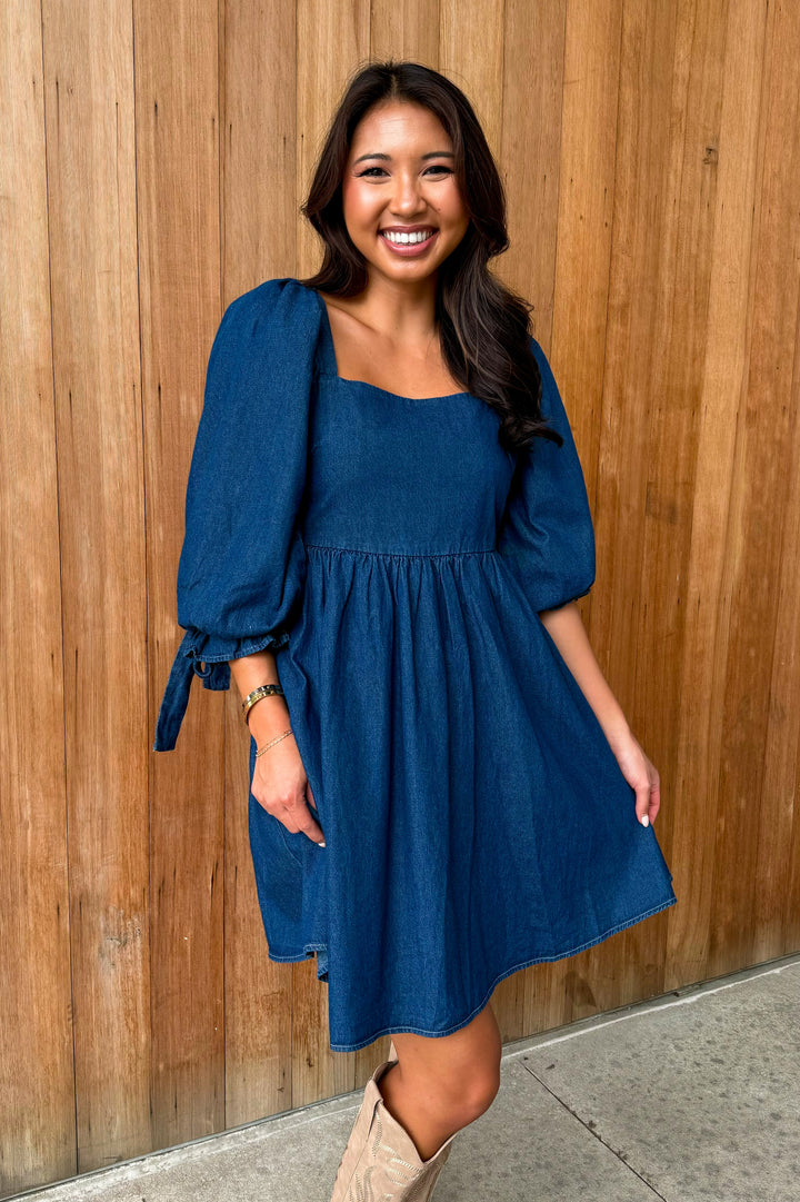 Just Having Fun Dark Wash Denim Dress