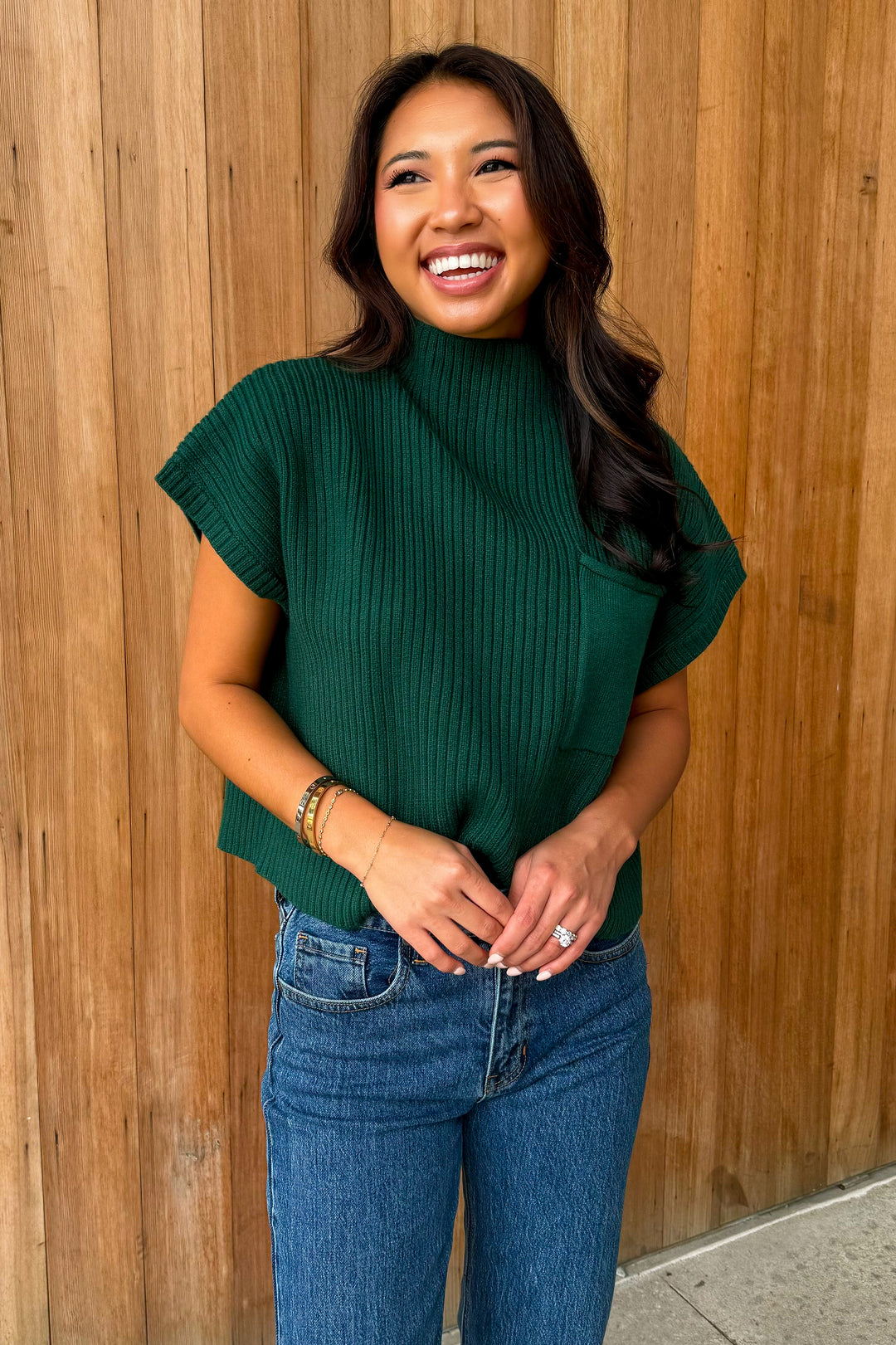 Room For More Forest Mock Neck Cropped Sweater