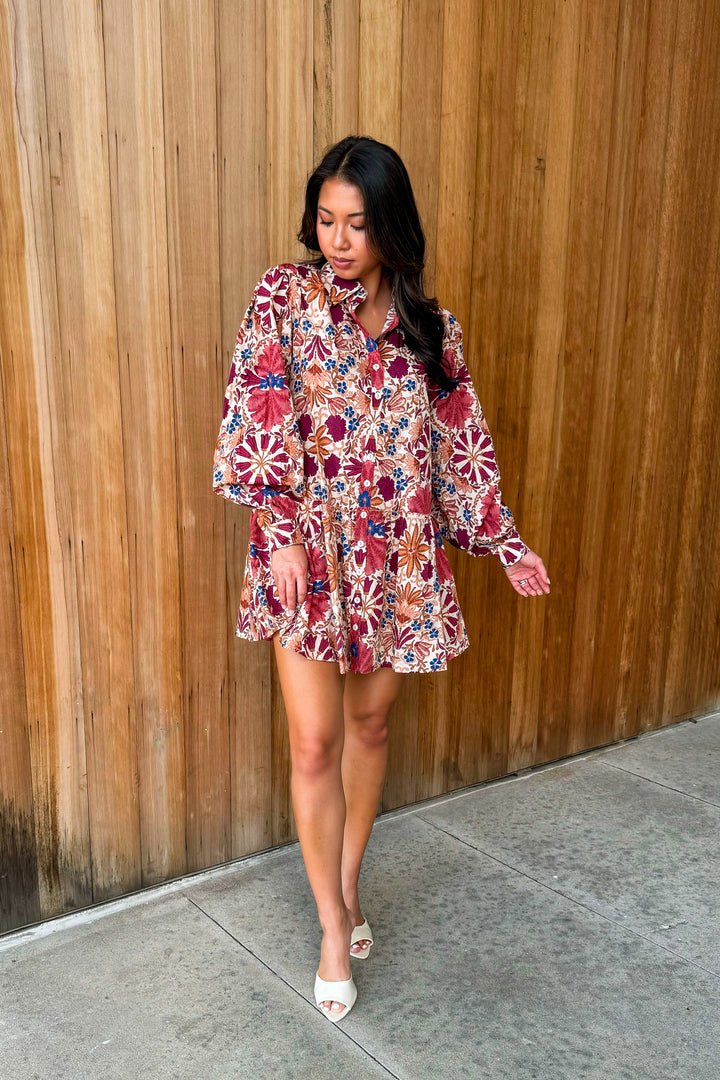 A Change of Seasons Long Sleeve Floral Mini Dress