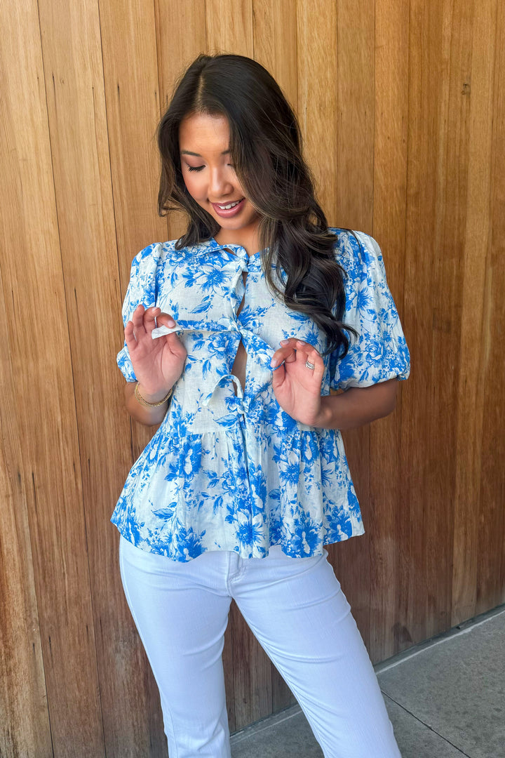 Tied to Perfection Linen Bow Top