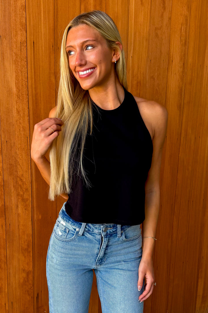 High Rotation Halter Top- Black