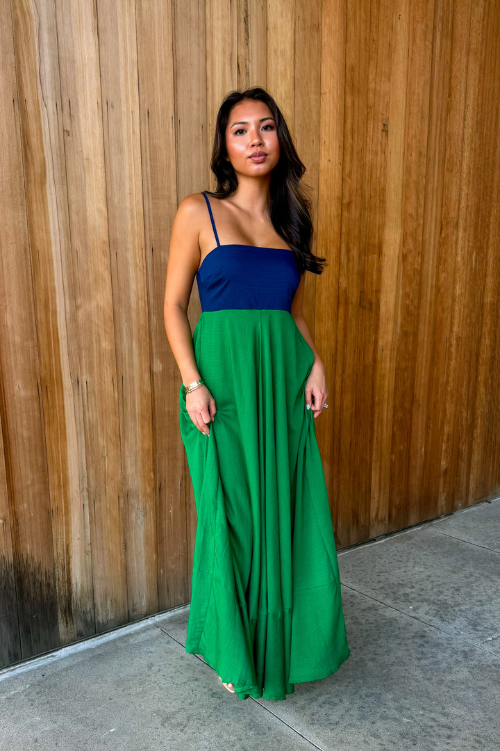 Like a Dream Navy Green Maxi Dress