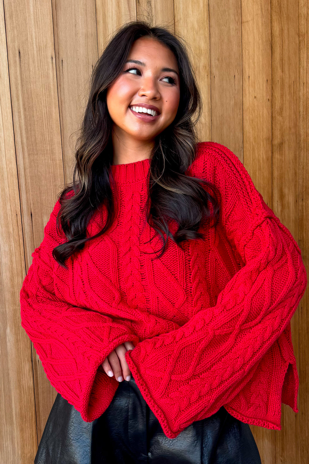 Rumor has It Cable knit Sweater - Red