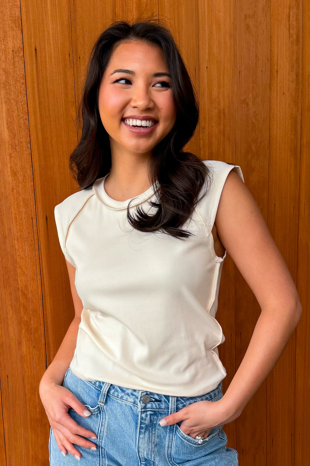 Note to Self Raglan Short sleeve Top-Cream