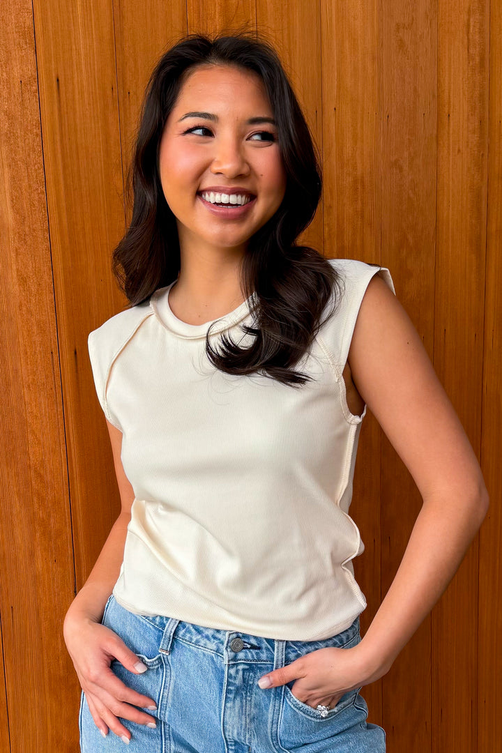 Note to Self Raglan Short sleeve Top-Cream