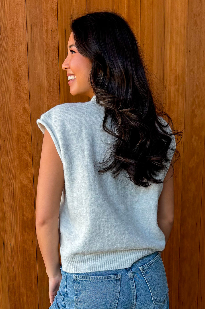 Piper Vest Cardigan-Light Grey