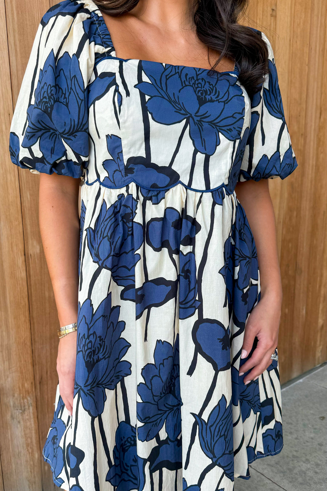 Bold Blossoms Navy Floral Dress